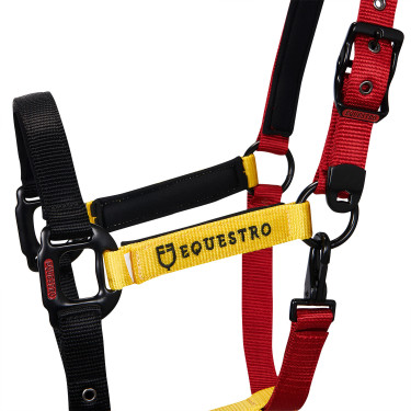 Cabezada de nylon Flaggy Equestro Negro / rojo / amarillo Cabezada de nylon Flaggy Equestro Negro / rojo / amarillo
