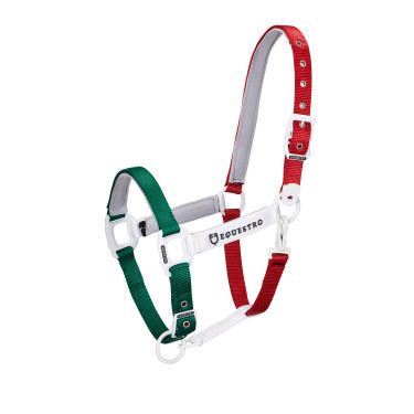Cabezada de nylon Flaggy Equestro Verde / blanco / rojo Multicolor Cabezada de nylon Flaggy Equestro Verde / blanco / rojo Multicolor