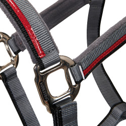 Cabezada de nailon con ramal Red Trim Equestro Gris / rojo / negro