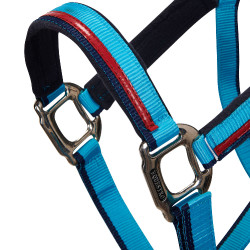 Cabezada de nailon con ramal Red Trim Equestro Turquesa / rojo / marino Azul