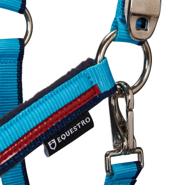Cabezada de nailon con ramal Red Trim Equestro Turquesa / rojo / marino Azul