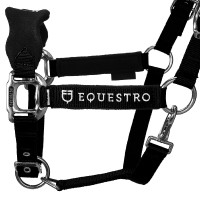 Cabezada de nailon con ramal y forro polar Equestro Negro