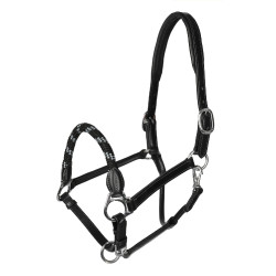 Cabezada de cuero con protección ergonómica y muserola de cuerda Acavallo