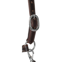 Cabezada de cuero con protección ergonómica y muserola de cuerda Acavallo Marrón oscuro Marr&amp;oacute;n