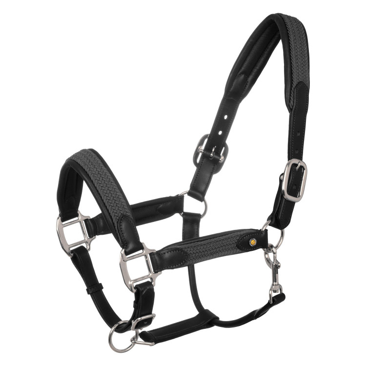 Cabezada de cuero con inserciones de nailon trenzado Equestro