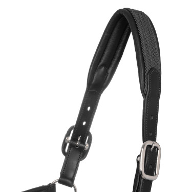 Licol en cuir avec inserts en nylon tressé Equestro Negro / Gris