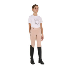 Leggings ajustados para niña con grip y logotipo Equestro Camafeo rosa
