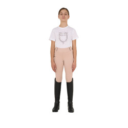 Leggings ajustados para niña con grip y logotipo Equestro Camafeo rosa