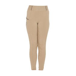 Leggings ajustados para niña con grip y logotipo Equestro Incienso Beige