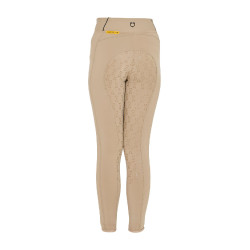 Leggings ajustados para niña con grip y logotipo Equestro Incienso Beige