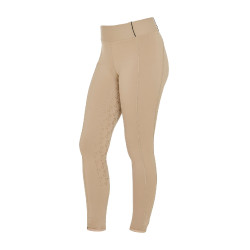 Leggings ajustados para niña con grip y logotipo Equestro Incienso Beige