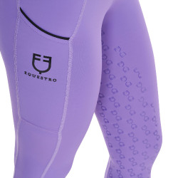Leggings ajustados para niña con grip y logotipo Equestro Dalia violeta Leggings ajustados para niña con grip y logotipo Equestro Dalia violeta