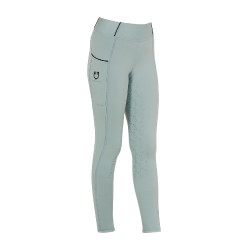 Leggings ajustados para niña con grip y logotipo Equestro Niebla gris Azul