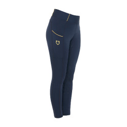 Leggings ajustados para niña con grip y logotipo Equestro Americana marina Azul marino