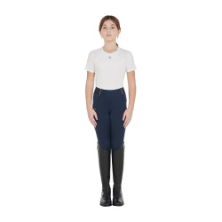 Leggings ajustados para niña con grip y logotipo Equestro Americana marina Azul marino