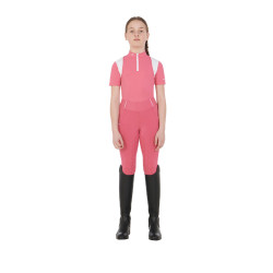 Leggings ajustados para niña con grip y logotipo Equestro Fucsia Rosa