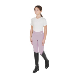 Leggings ajustados para niña con grip y logotipo Equestro Lila Azul