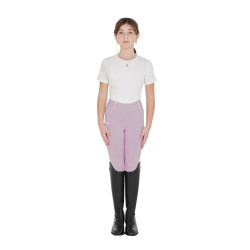 Leggings ajustados para niña con grip y logotipo Equestro Lila Azul