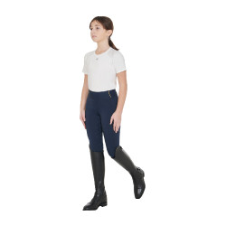 Leggings ajustados para niña con grip y logotipo Equestro Marino Azul marino