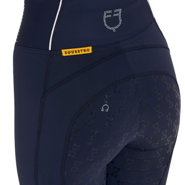 Leggings ajustados para mujer con strass Equestro Americana marina Azul marino