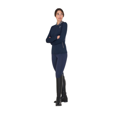 Leggings ajustados para mujer con strass Equestro Americana marina Azul marino