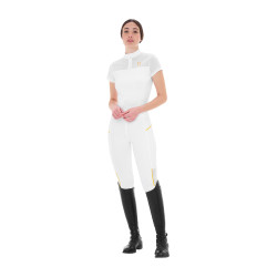 Legging ajusté femme avec inserts en micro-mesh Equestro Blanco