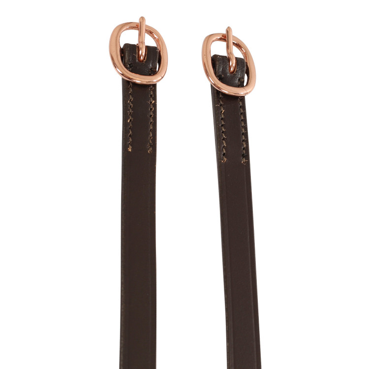 Tiras para espuelas de cuero con hebilla en oro rosa Equestro Tiras para espuelas de cuero con hebilla en oro rosa Equestro
