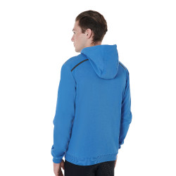 Sudadera con capucha de algodón con cremallera para hombre Equestro Dafne Azul