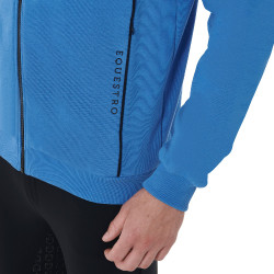 Sudadera con capucha de algodón con cremallera para hombre Equestro Dafne Azul