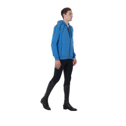 Sudadera con capucha de algodón con cremallera para hombre Equestro Dafne Azul