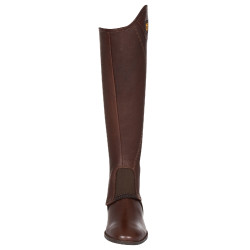Mini-chaps de cuero flexible con cremallera lateral Magellano Equestro Castaño Marrón