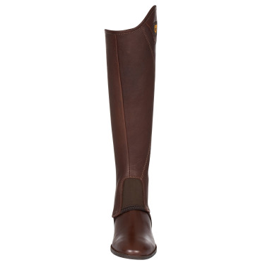 Mini-chaps de cuero flexible con cremallera lateral Magellano Equestro Castaño Marrón