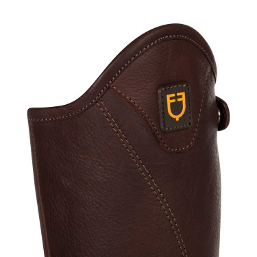 Mini-chaps de cuero flexible con cremallera lateral Magellano Equestro Castaño Marrón