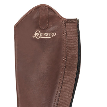 Mini-chaps de cuero suave con cremallera trasera Dunster Equestro Castaño Marrón