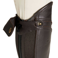 Mini-chaps unisex de cuero perforado para una comodidad máxima Salisbury Equestro Castaño Marrón