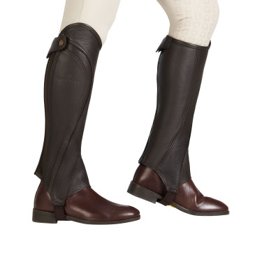 Mini-chaps unisex de cuero perforado para una comodidad máxima Salisbury Equestro Castaño Marrón