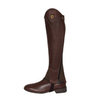 Mini-chaps unisex de cuero flexible con cremallera lateral Magellano Equestro Castaño Marr&amp;oacute;n