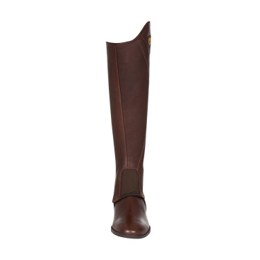 Mini-chaps unisex de cuero flexible con cremallera lateral Magellano Equestro Castaño Marr&amp;oacute;n