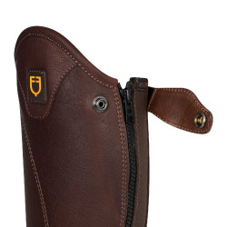 Mini-chaps unisex de cuero flexible con cremallera lateral Magellano Equestro Castaño Marr&amp;oacute;n