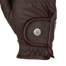 Guantes unisex de cuero sintético suave con cierre de velcro Equestro Moca Marrón