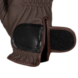 Guantes unisex de cuero sintético suave con cierre de velcro Equestro Moca Marrón