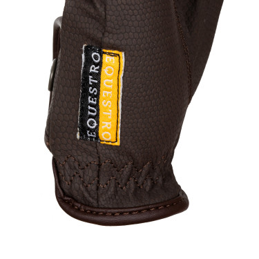 Guantes unisex de cuero sintético suave con cierre de velcro Equestro Moca Marrón