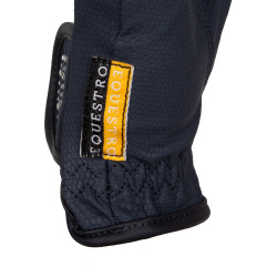Guantes de mujer en tejido técnico suave con logo de strass Equestro Marino Azul marino