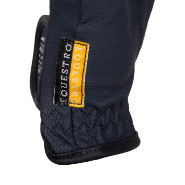 Guantes de mujer en tejido técnico suave con logo de strass Equestro Marino Azul marino