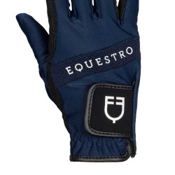 Guantes de tejido técnico con logotipo multicolor Equestro marine/blanc Azul
