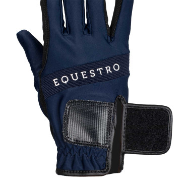 Guantes de tejido técnico con logotipo multicolor Equestro marine/blanc Azul