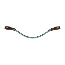 Frontal de cuero de becerro con cristales redondos Acavallo Marrón oscuro / aguamarina