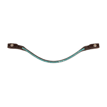 Frontal de cuero de becerro con cristales redondos Acavallo Marrón oscuro / aguamarina