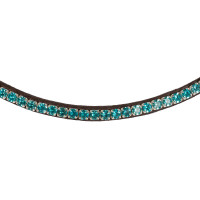 Frontal de cuero de becerro con cristales redondos Acavallo Marrón oscuro / aguamarina