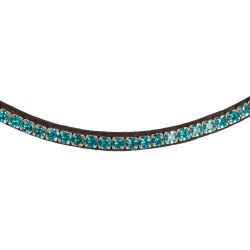 Frontal de cuero de becerro con cristales redondos Acavallo Marrón oscuro / aguamarina